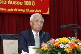 Khamphanh Pheuyavong, jefe de la Comisión de Propaganda y Educación del Comité Central del Partido Popular Revolucionario de Laos (Fuente: VNA)