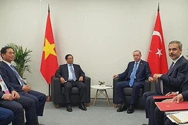 El primer ministro vietnamita, Pham Minh Chinh, se reunió con el presidente de Turquía, Recep Tayyip Erdogan, en el marco de su viaje a Rusia para asistir a la Cumbre del grupo ampliado de BRICS en la ciudad rusa de Kazán (Fuente: VNA)