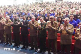 En el acto conmemorativo por el aniversario 80 de la fundación del Ejército Popular de Vietnam, celebrado en Cuba. (Fuente: VNA)