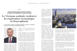 El artículo del máximo dirigente vietnamita publicado en el Diario francés Influences. (Fuente: VNA)