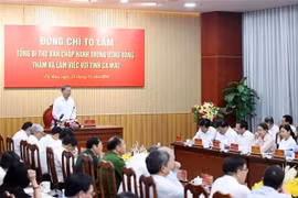 El secretario general del Partido Comunista de Vietnam, To Lam, interviene en la reunión. (Foto: VNA)