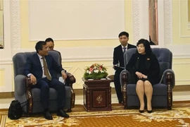 El viceministro permanente de Relaciones Exteriores, Nguyen Minh Vu, y la ministra de Asuntos Exteriores de la RPDC, Choe Son Hui (Fuente: VNA)