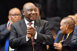 El presidente sudafricano, Cyril Ramaphosa, en la sesión de votación de la Asamblea Nacional en Ciudad del Cabo, Sudáfrica, el 14 de junio de 2024. (Fuente: Xinhua/VNA)