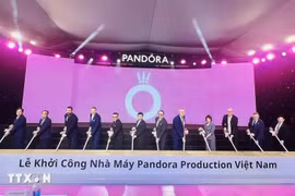 En la ceremonia de inicio de la construcción de la instalación de Pandora en Binh Duong (Fuente: VNA)