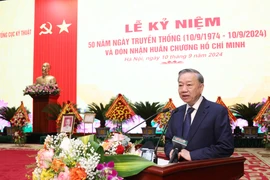 El secretario general del Partido Comunista y presidente de Vietnam, To Lam, pronuncia un discurso en la ceremonia (Fuente: VNA)