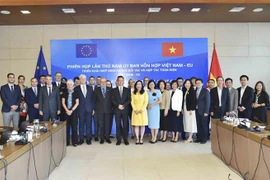 Los delegados participantes de la quinta reunión del Comité conjunto Vietnam-UE (Fuente: VNA)