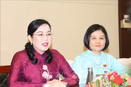 La jefa de la Comisión de Asuntos de Diputados del Comité Permanente de la Asamblea Nacional (AN) de Vietnam, Nguyen Thanh Hai, pronuncia un discurso en la reunión (Fuente: VNA)
