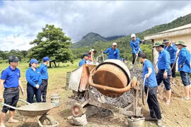 Los jóvenes construyen una carretera de concreto en la provincia de Quang Tri (Fuente: VNA) 