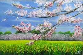 Joven vietnamita crea pinturas 3D de flores de arcilla 