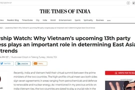 Periódico indio destaca importancia del XIII Congreso Nacional del Partido Comunista de Vietnam