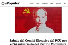 Partido Comunista de Uruguay felicita 94 aniversario del Partido Comunista de Vietnam