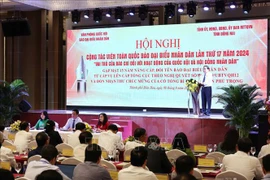 El presidente de la Asamblea Nacional de Vietnam, Tran Thanh Man, habla en la conferencia. (Fuente: VNA)