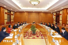 El secretario general del Partido Comunista de Vietnam, Nguyen Phu Trong, habla en la primera reunión del subcomité de asuntos de personal del XIV Congreso Nacional del PCV. (Fuente: VNA)