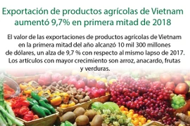[Info] Exportación de productos agrícolas de Vietnam aumentó 9,7% en primera mitad de 2018