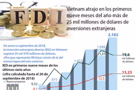 (Info) Vietnam atrajo en los primeros nueve meses del año más de 25 mil millones de dólares de IED