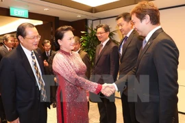 Presidenta del Parlamento vietnamita dialoga con representantes de empresas singapurenses