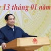 El primer ministro Pham Minh Chinh interviene en la reunión. (Fuente: VNA)