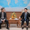El viceprimer ministro Ho Duc Phoc (derecha) sostiene encuentro con la delegación de expertos de S&P, encabezada por Kim Eng Tan, director senior de la agencia. (Fuente: VNA)