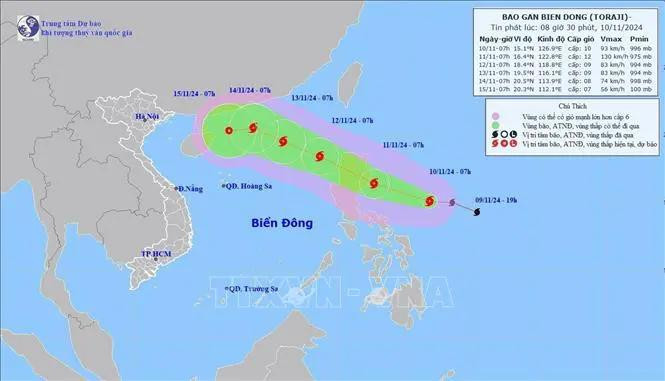 El movimiento de la tormenta hasta las 7 a.m de hoy. (Fuente: VNA)