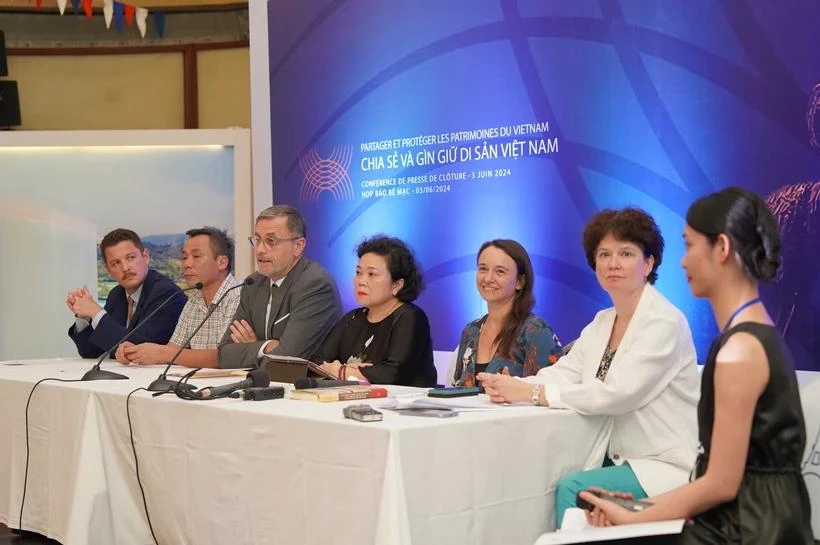 La Embajada de Francia en Vietnam organiza la conferencia de prensa para anunciar los resultados del proyecto. (Foto: Vietnam+)