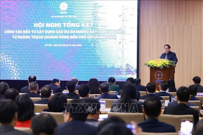 El primer ministro de Vietnam, Pham Minh Chinh, habla en el evento (Fuente: VNA)