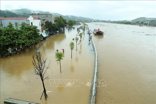 Inundaciones en la ciudad vietnamita de Lao Cai. (Fuente: VNA)