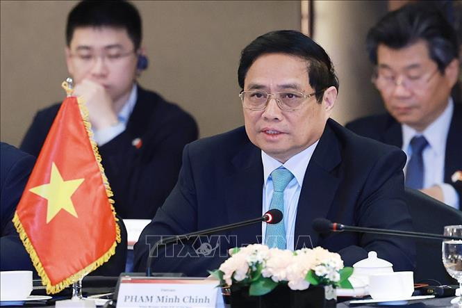 El primer ministro vietnamita en el evento. (Fuente:VNA)