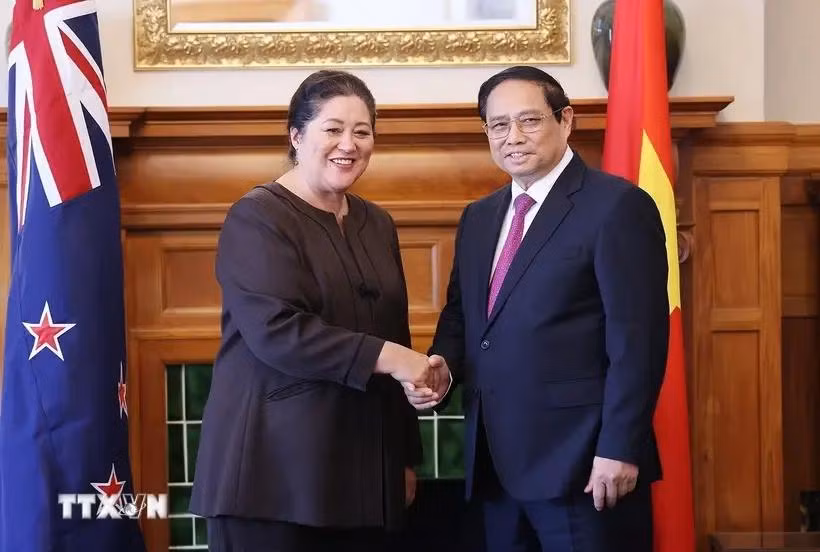 El primer ministro Pham Minh Chinh se reúne con la gobernadora general de Nueva Zelanda, Dame Cindy Kiro, el 11 de marzo de 2024. (Foto: VNA)