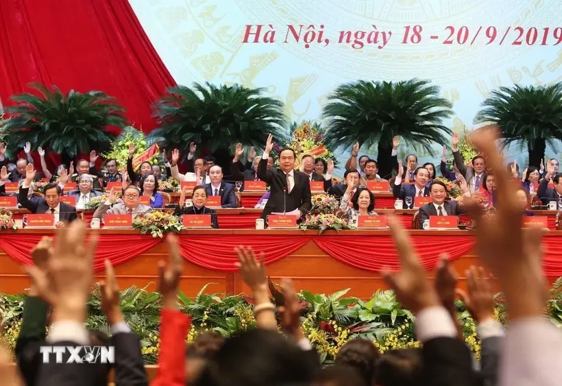 Los delegados del FPV votaron la lista de 374 miembros del Comité Central en el X Congreso Nacional de esta organización. (Fuente: VNA)