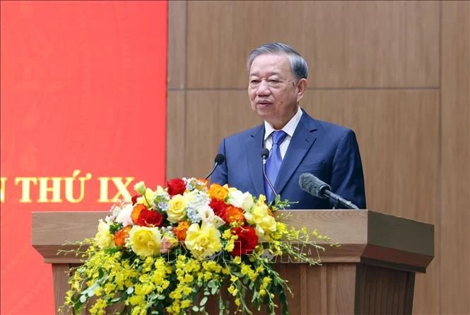 El secretario general del Partido Comunista de Vietnam, To Lam, habla en el evento. (Foto: VNA)