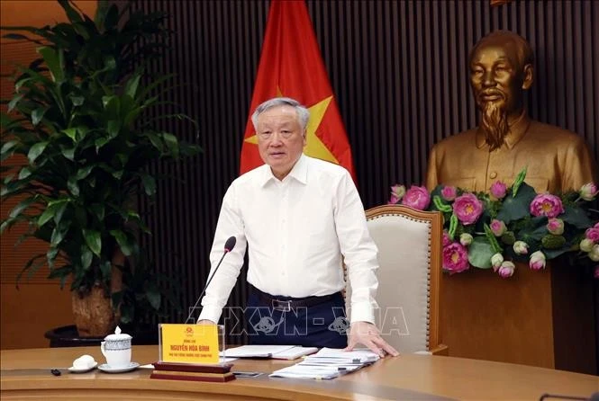 El viceprimer ministro permanente de Vietnam, Nguyen Hoa Binh, interviene en la cita (Foto: VNA)