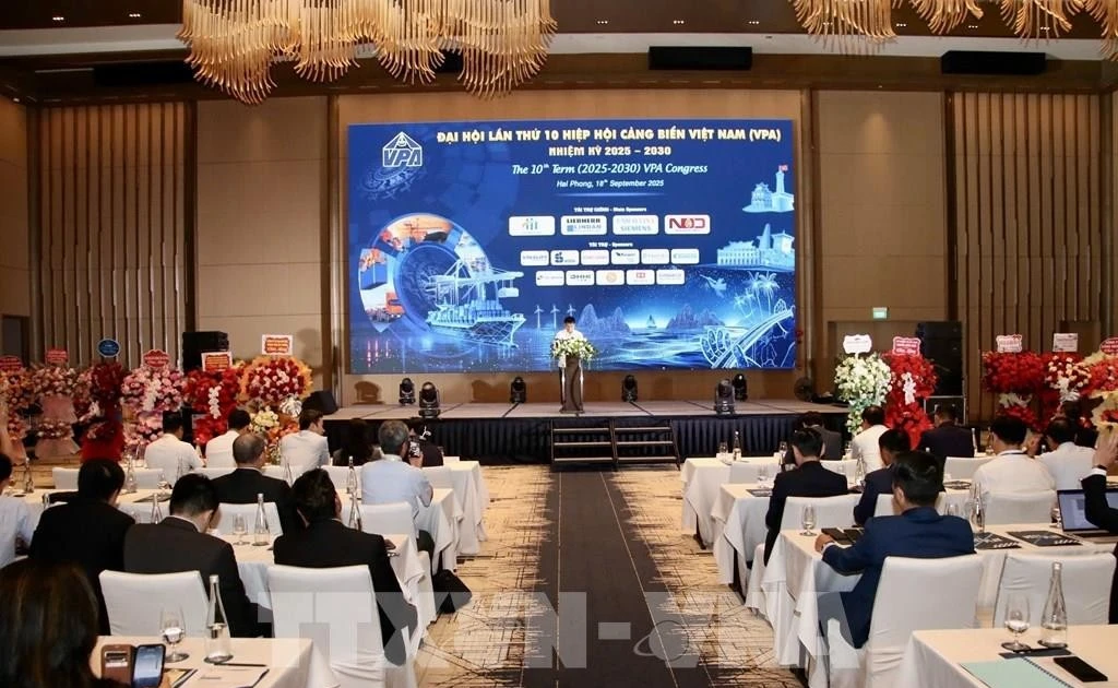El X Congreso de la Asociación de Puertos Marítimos de Vietnam se celebra en la ciudad de Hai Phong. (Foto: VNA)