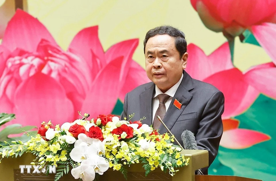 El presidente de la Asamblea Nacional de Vietnam, Tran Thanh Man, habla en el evento (Foto: VNA)