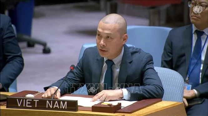 El ministro consejero Nguyen Hoang Nguyen, encargado de Negocios de la Delegación de Vietnam ante las Naciones Unidas (Foto: VNA)