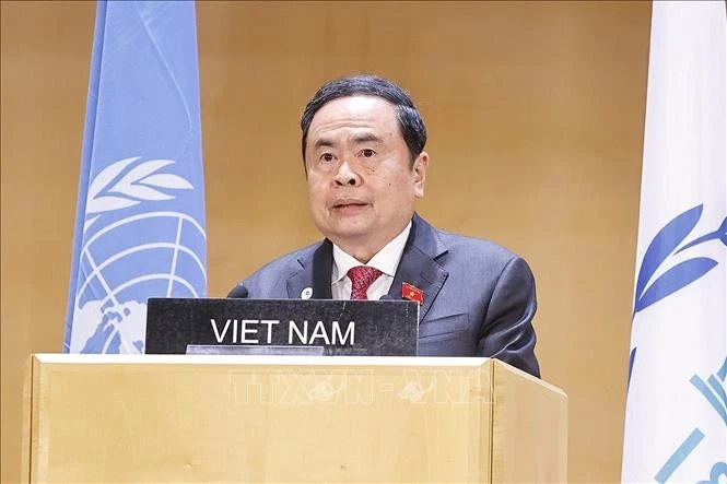 El presidente de la Asamblea Nacional de Vietnam, Tran Thanh Man, interviene en el debate general de la VI Conferencia Mundial de Presidentes de Parlamentos. (Foto: VNA)