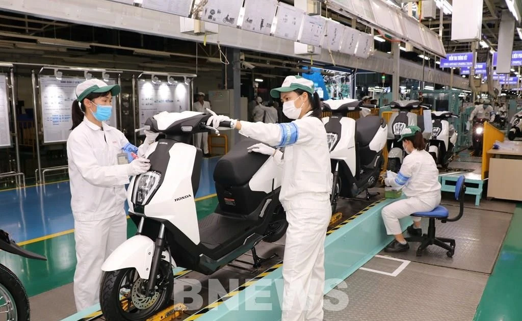 Línea de montaje de automóviles elétricos ICON e de Honda Vietnam. (Foto: VNA)