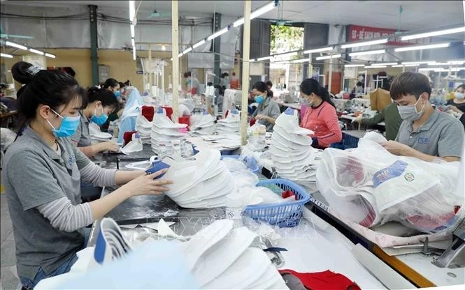 Producción de calzado para exportación a la Unión Europea en la empresa de calzado Truong Xuan de Hanói. (Foto: VNA)