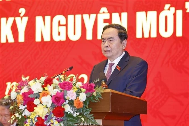 El presidente de la Asamblea Nacional de Vietnam, Tran Thanh Man, habla en el evento. (Foto: VNA)