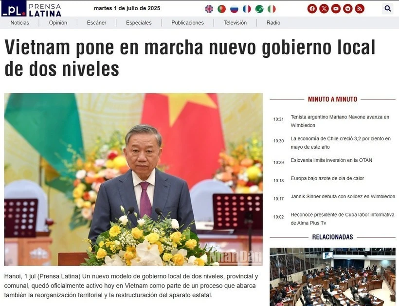 Prensa Latina elogia modelo de gobierno local de dos niveles de Vietnam. (Fotografía: VNA)