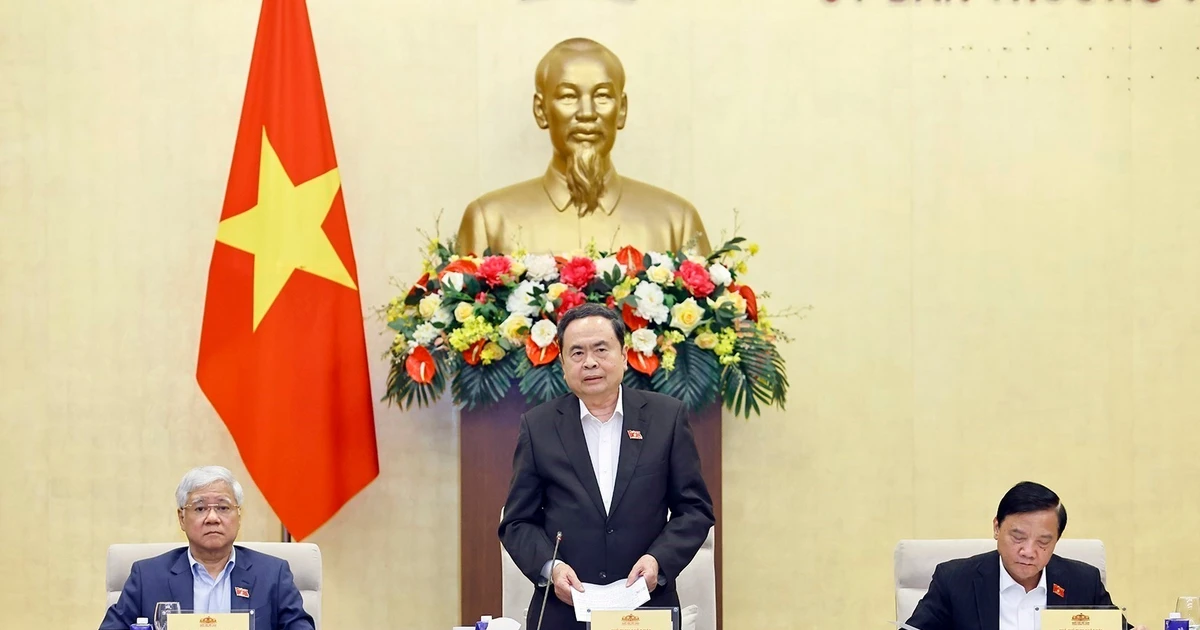 El presidente de la Asamblea Nacional de Vietnam, Tran Thanh Man, habla en el evento. (Fuente: VNA)