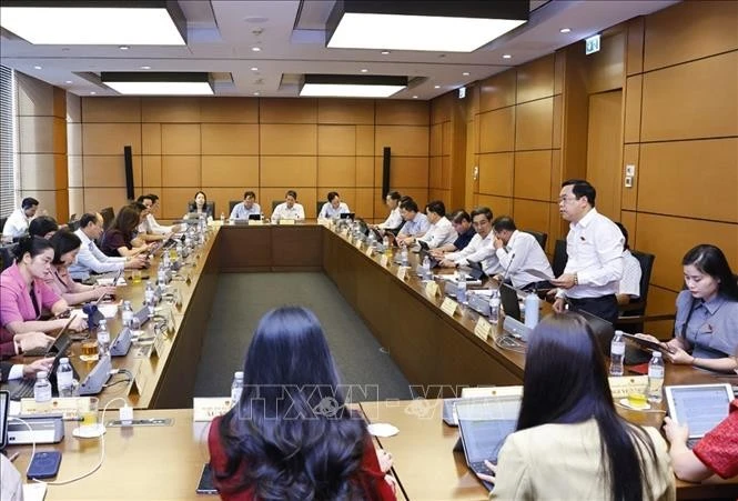 Diputados debaten en grupos. (Foto: VNA) 
