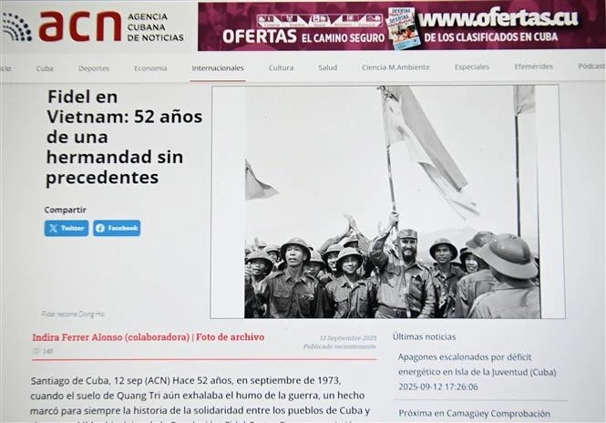 Artículo publicado por la ACN sobre 52 años de hermandad sin precedentes entre los pueblos cubano y vietnamita.(Foto: captura de pantalla)