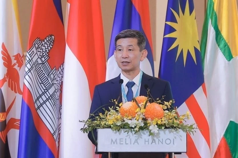 Nguyen Danh Hoang Viet, jefe del Departamento de Educación Física y Deportes perteneciente al Ministerio de Deporte, Cultura y Turismo de Vietnam, habla en el evento. (Foto: VNA)