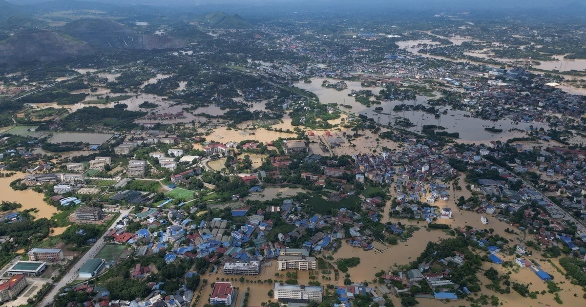 Zona inundada del barrio de Tan Thinh, en la provincia de Thai Nguyen. (Foto: VNA)