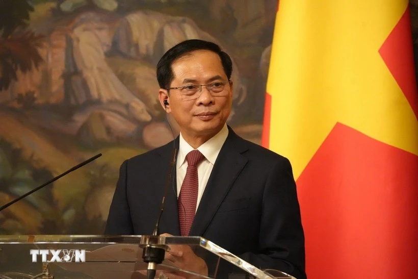 El viceprimer ministro de Vietnam, Bui Thanh Son habla en el evento (Foto: VNA)