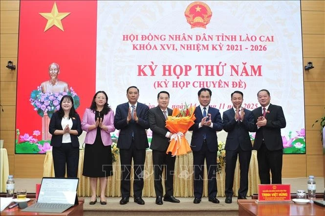 Los delegados eligieron a Nguyen Tuan Anh como presidente del Comité Popular de Lao Cai (Foto: VNA)