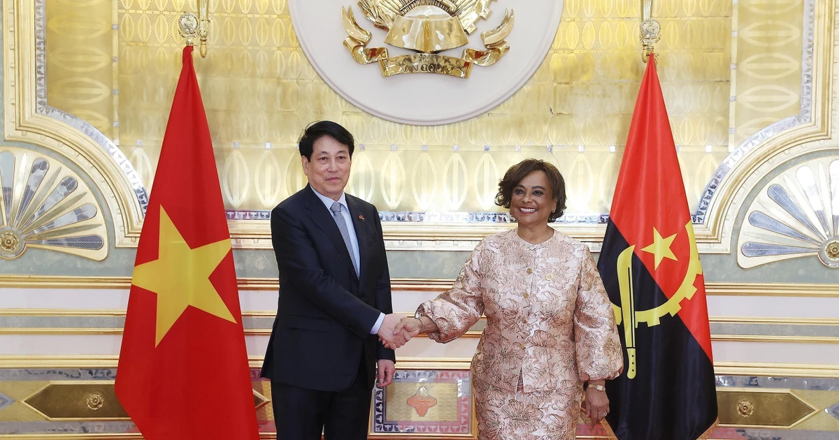 El presidente de Vietnam, Luong Cuong, y la titular de la Asamblea Nacional de Angola, Carolina Cerqueira. (Fuente: VNA) 
