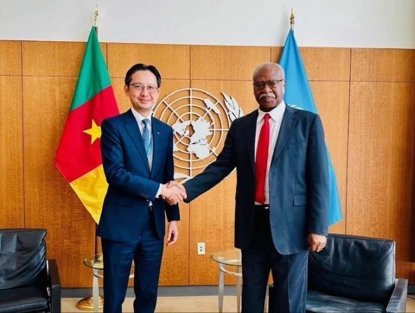 El embajador Do Hung Viet, jefe de la misión permanente de Vietnam ante la ONU, realiza una visita de cortesía a Philemon Yang, presidente del 79º periodo de sesiones de la Asamblea General de la ONU. (Fuente: VNA)