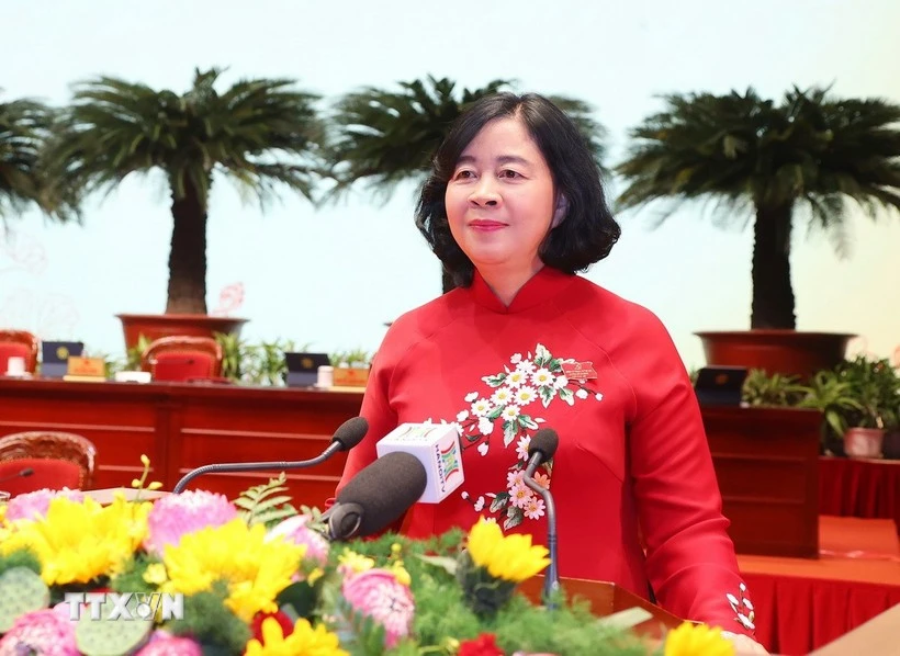 Bui Thi Minh Hoai, secretaria del Comité Central del Partido y presidenta del Frente de la Patria de Vietnam. (Foto: VNA)