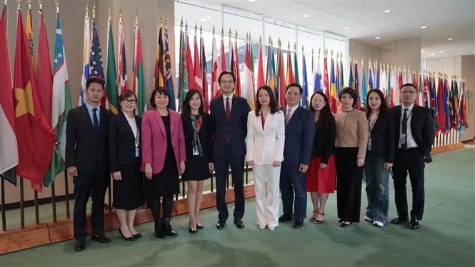La delegación vietnamita asiste a la votación. Foto: VNA 